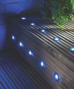 LAP Coldstrip 30mm Outdoor Blue LED Recessed Deck Light Kit Brushed Chrome 4.4W 10 Pack