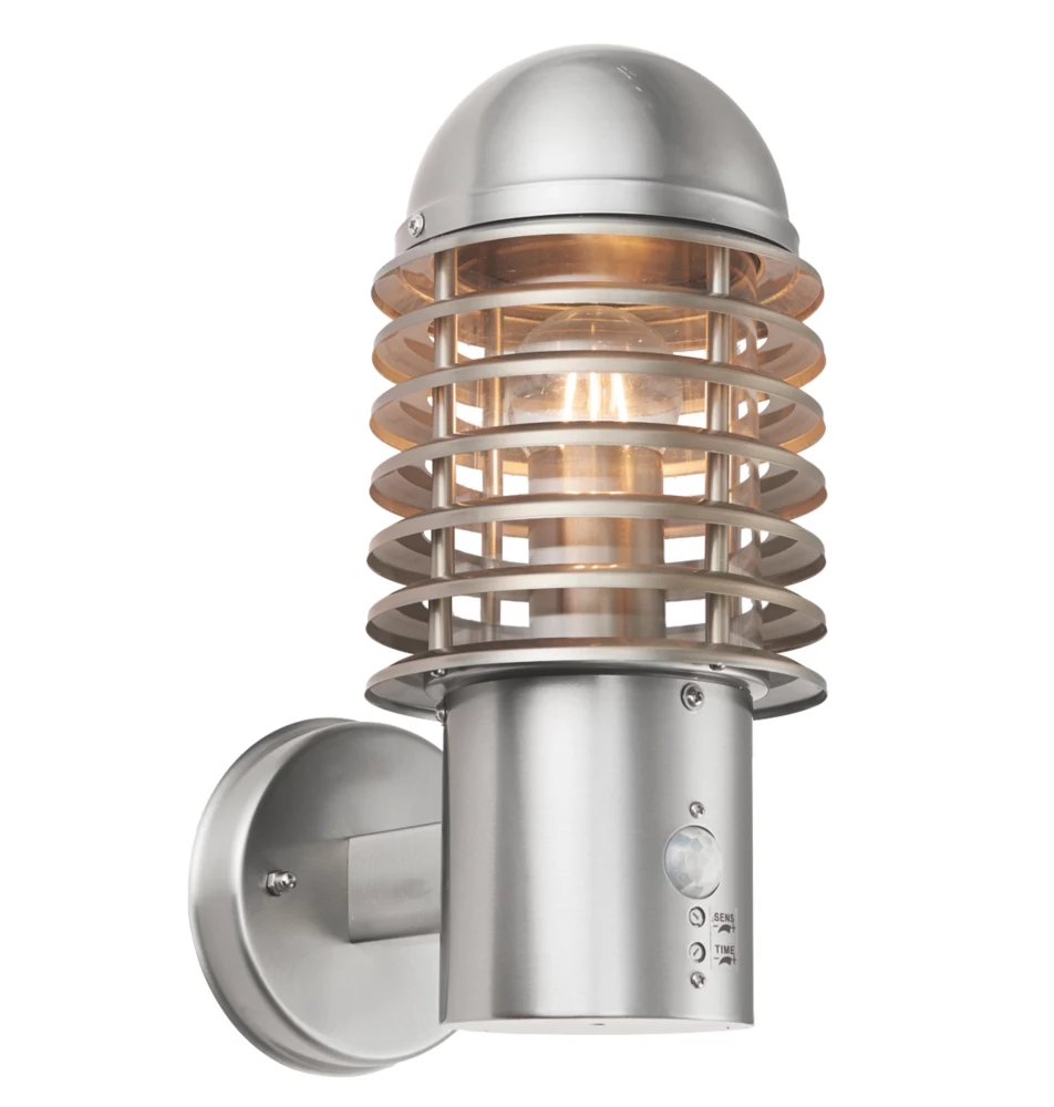 LAP Shutter Outdoor Wall Light With PIR Sensor Brushed Stainless Steel