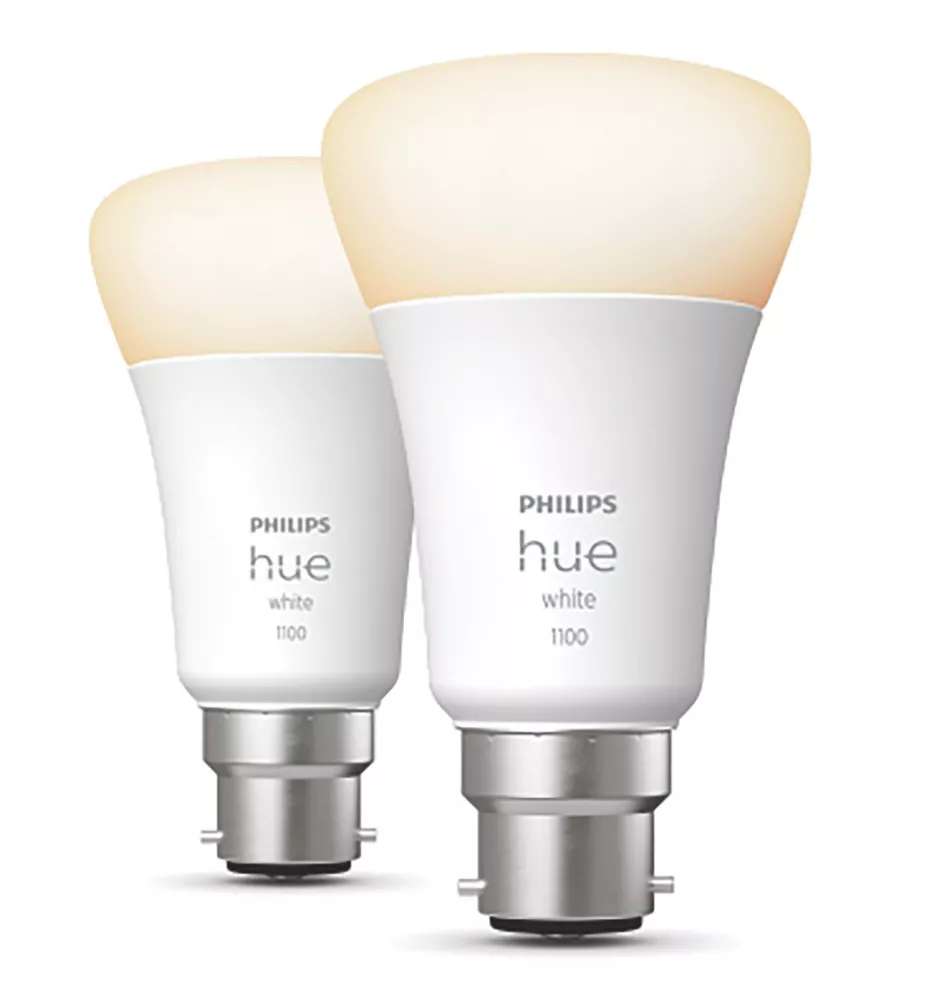 Philips Hue White Bluetooth BC A19 LED Smart Light Bulb 9W 806lm 2 Pack