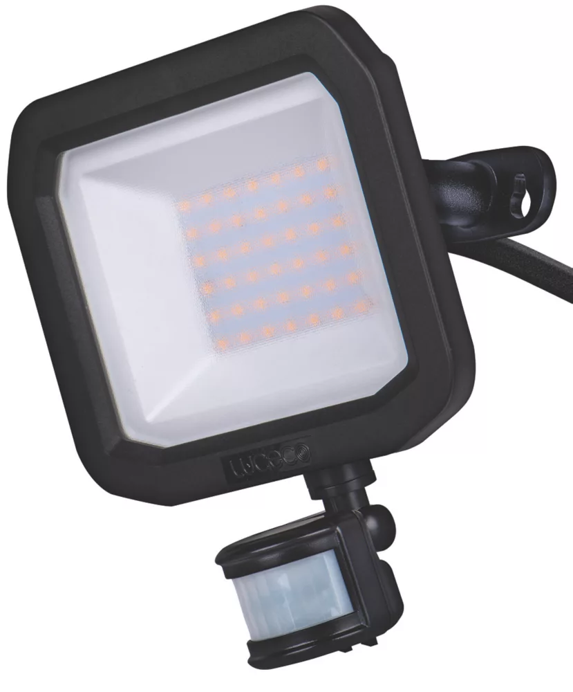 Luceco Castra Outdoor LED Floodlight With PIR Sensor Black 30W 3000lm