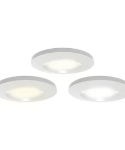 4lite IP65 FRD 3000K/4000K/6000K Fixed Fire Rated LED Downlight White / Chrome / Satin Nickel 9W 770lm 3 Pack