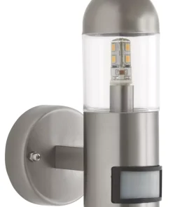 Essentials Sigma Outdoor LED Wall Light With PIR Sensor Brushed Stainless Steel 2.3W 200lm