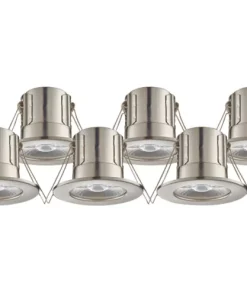 LAP Cosmoseco Fixed Fire Rated LED Downlight Satin Nickel 5.8W 450lm 10 Pack