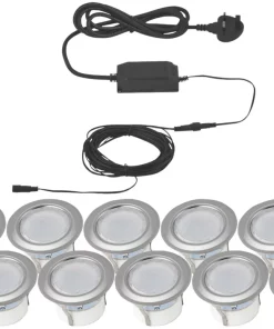 LAP Apollo Blue 45mm Outdoor LED Deck Light Kit Polished Stainless Steel 4.8W 10 X 1.7lm 10 Pack