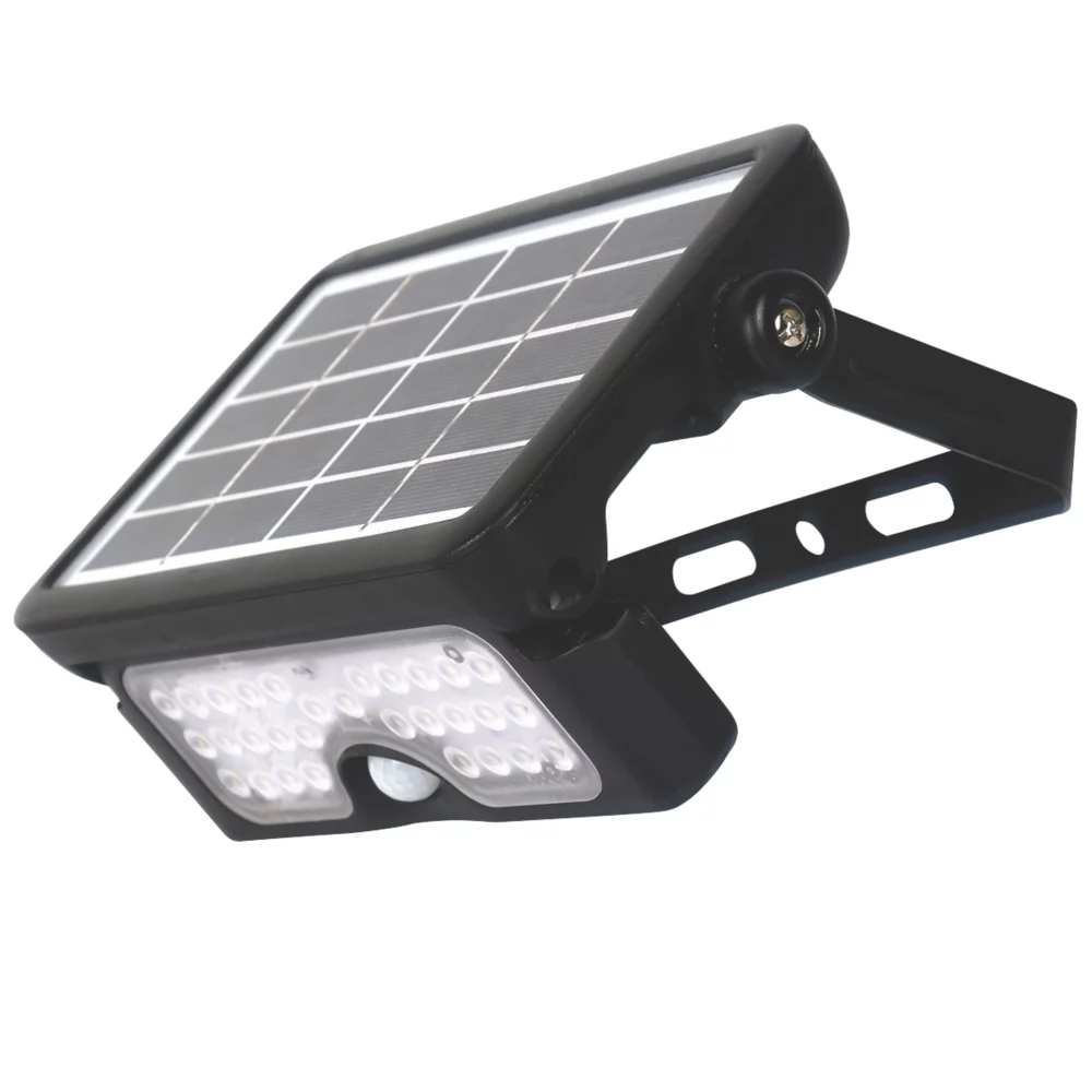 Luceco Outdoor LED Solar Wall Light With PIR Sensor Black 550lm